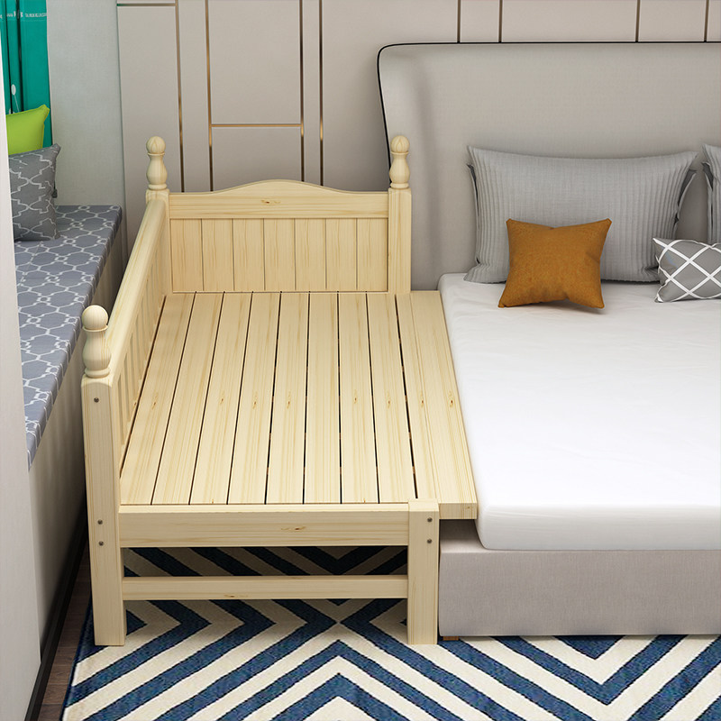 实木儿童床加宽床拼接床大床拼小床边床婴儿男孩女孩公主床带护栏