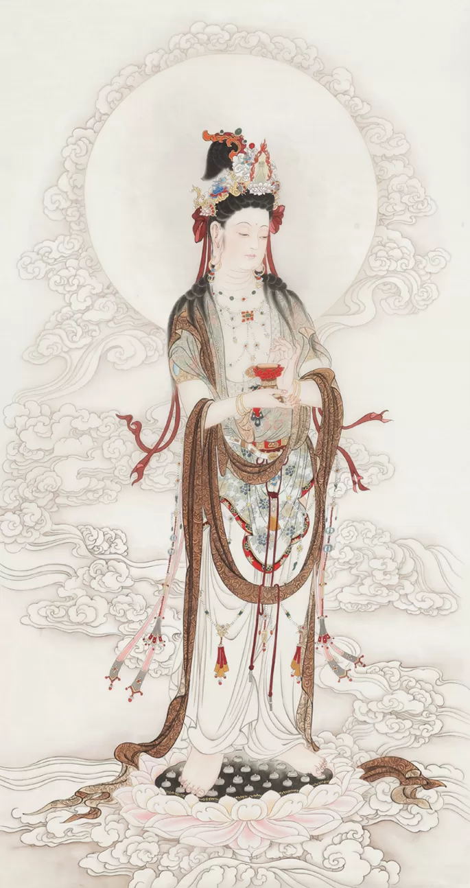 法国dmc十字绣套件印花客厅佛堂挂画佛教人物十字绣套件