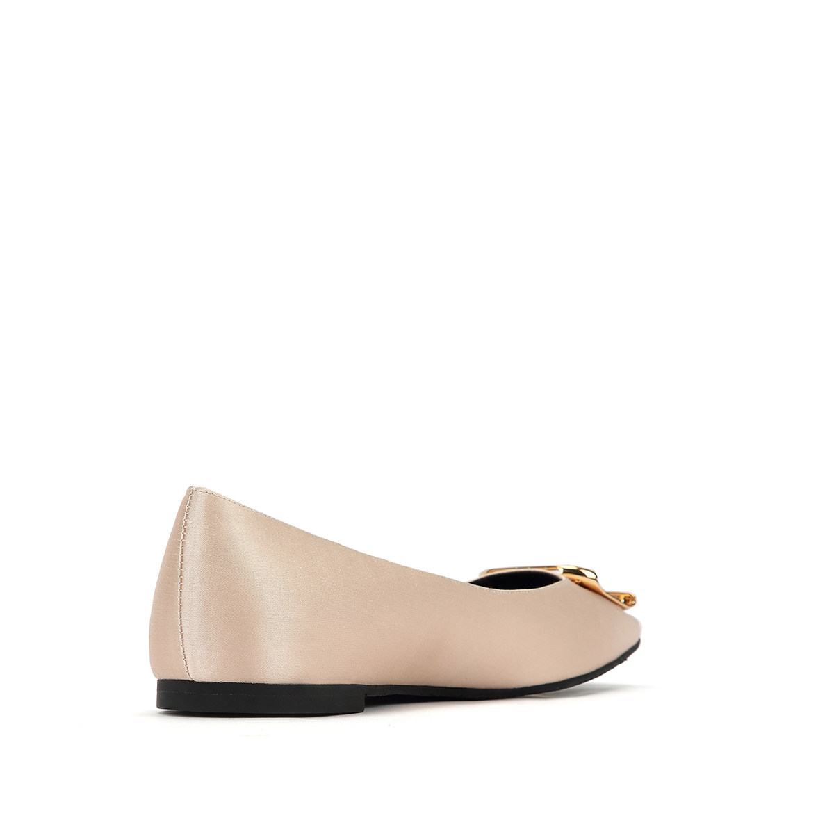 stellaluna2020春夏新款浅口方头真皮女裸色露娜平底单鞋黑色女鞋