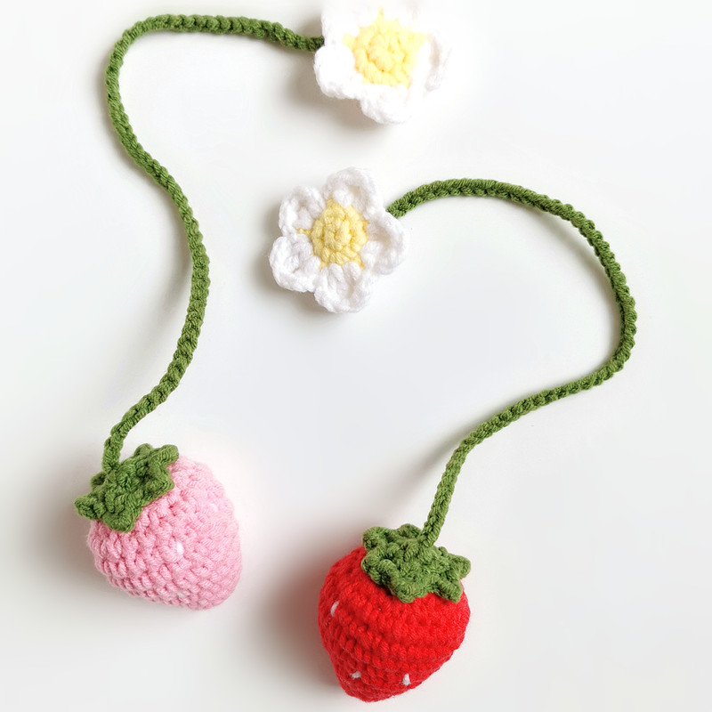 工博手工制作diy毛线钩针编织草莓挂件书签花礼物勾线视频 材料包