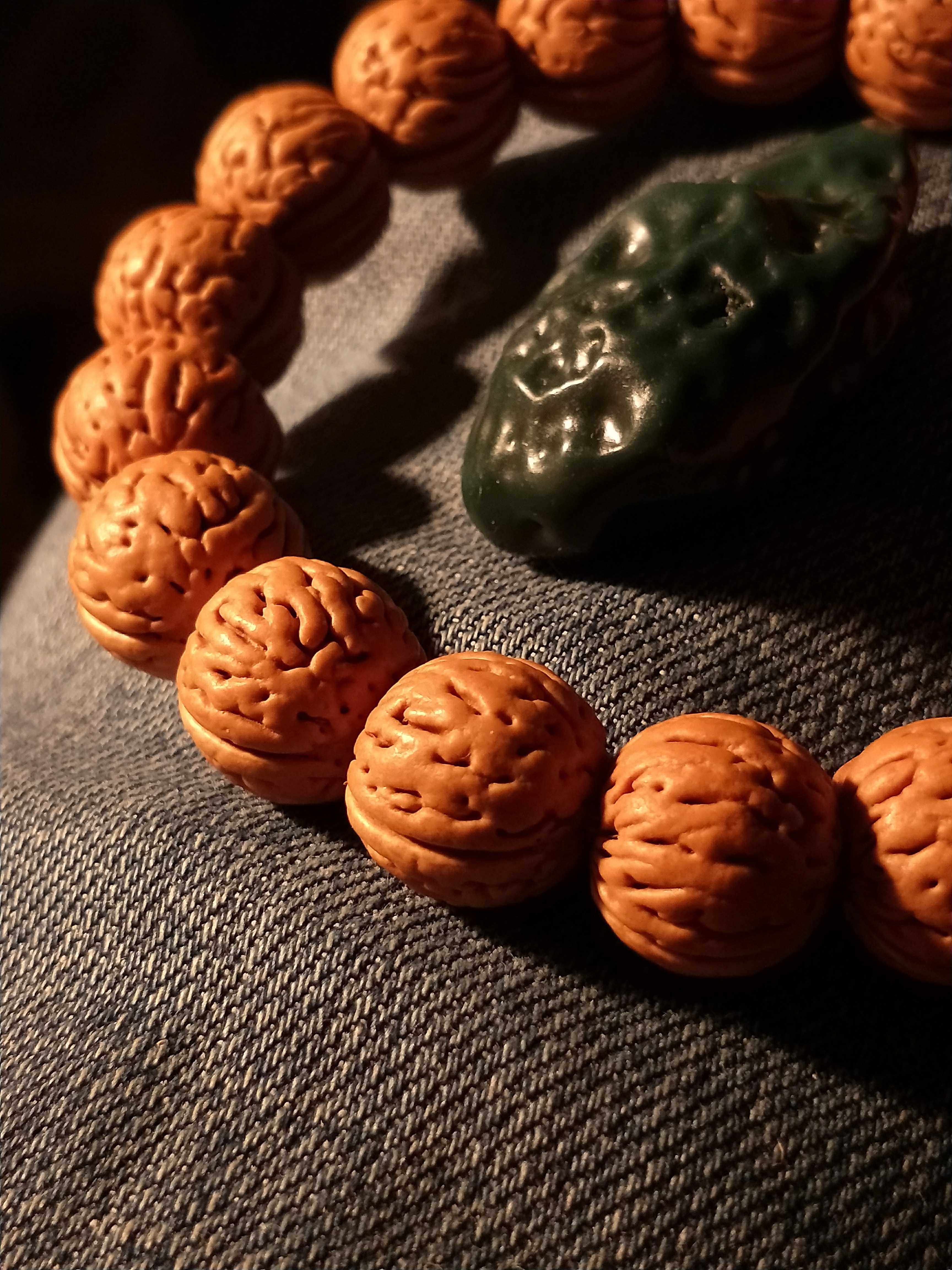 精品野生正圆肌肉纹脑桃核手串颗颗精挑皮质菩提