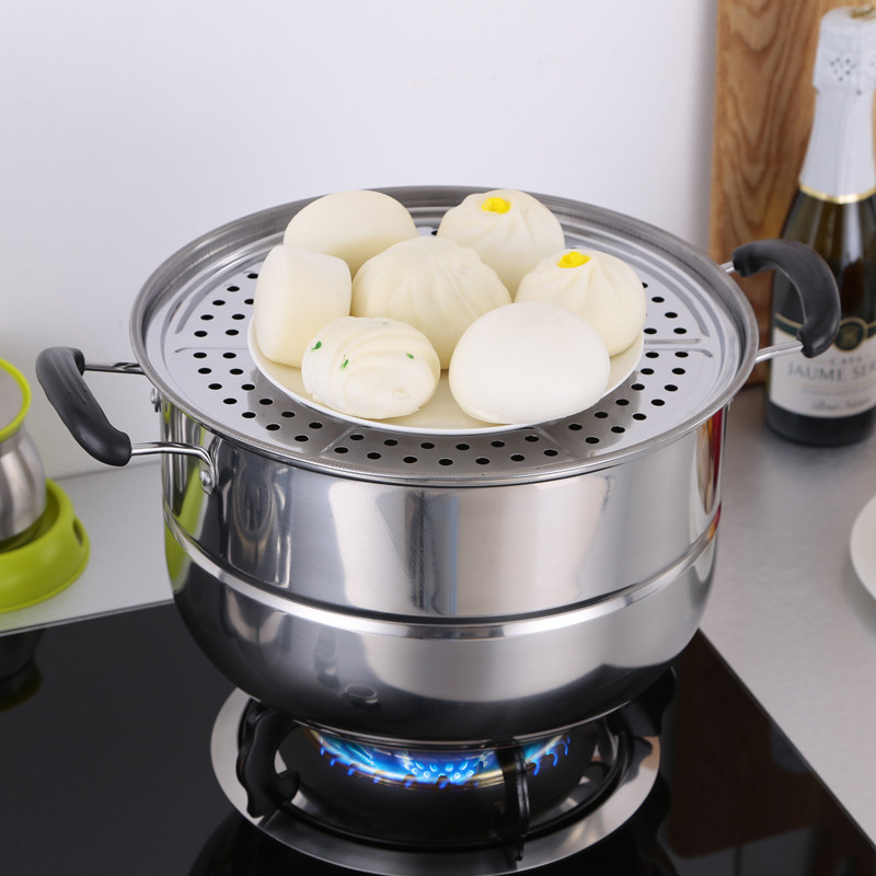 钢筋不锈钢天然气蒸锅包子蒸笼家用燃气灶专用钢精蒸锅