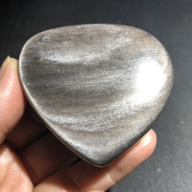 把玩千蕊天然银曜石心形石心摆件原石心心相印摆饰摆件