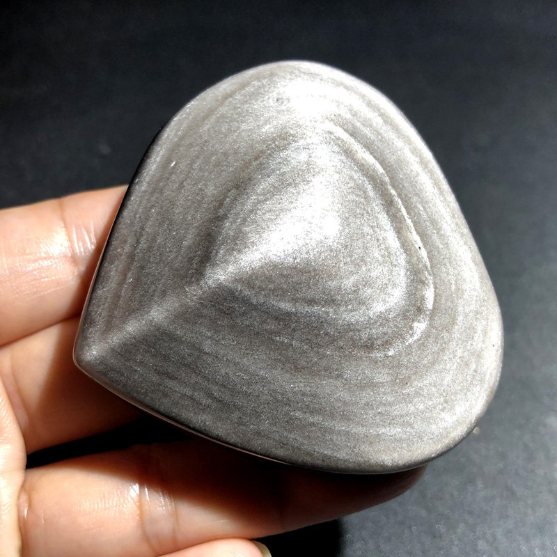 把玩千蕊天然银曜石心形石心摆件原石心心相印摆饰摆件
