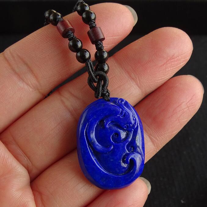 青金金石千蕊天然吊坠手工雕刻龙貅原色项链项坠