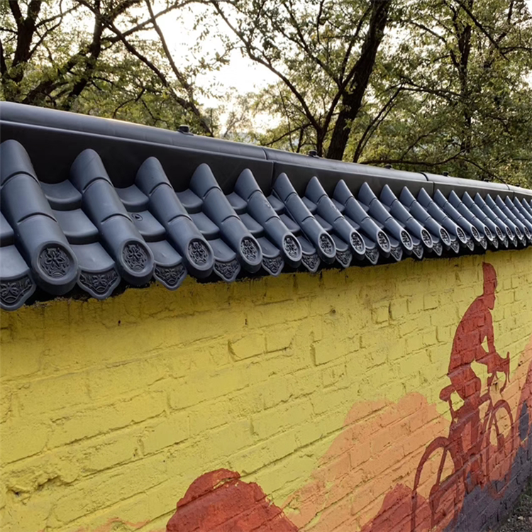 免支架安装围墙瓦仿古围墙瓦塑料装饰瓦24墙37墙免支架安装一体瓦_双