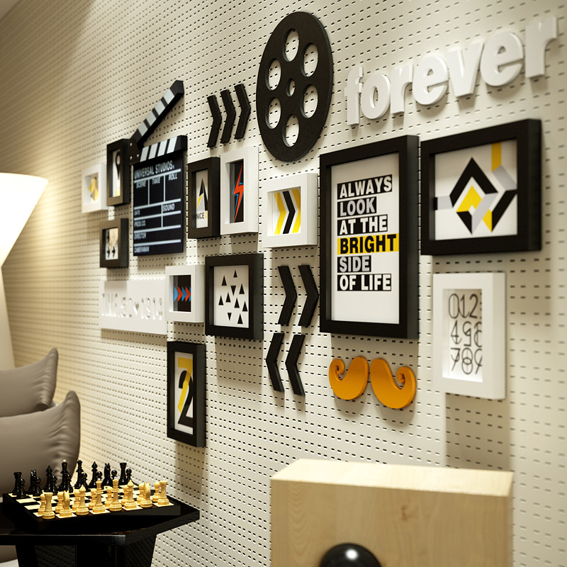 实木照片相框字母组合创意影视公司客厅卧室照片墙