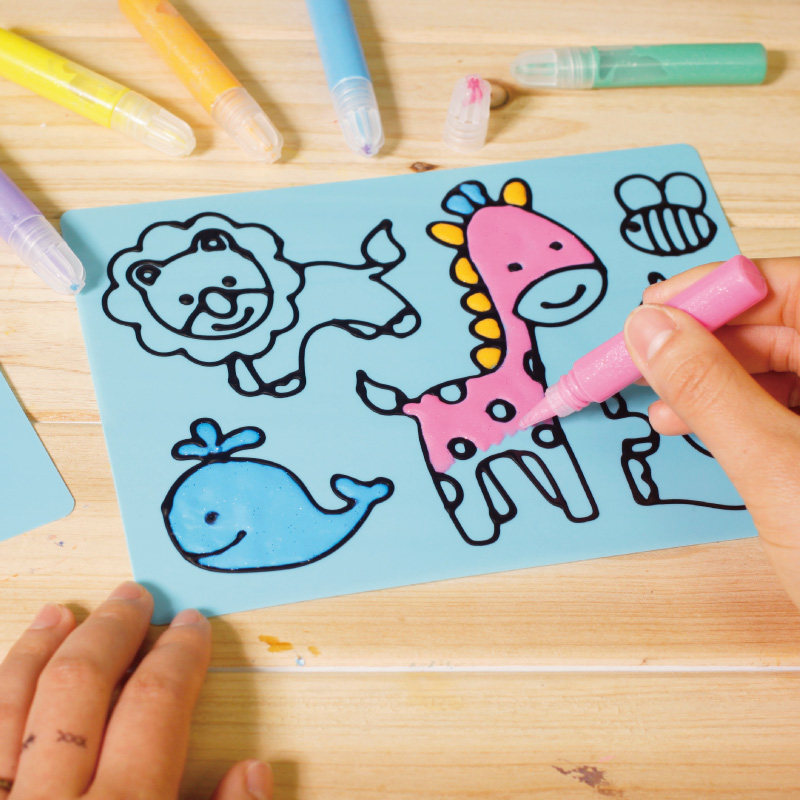 卡乐淘儿童免烤3d立体胶画套装玻璃胶画烤画手工diy沙画女孩玩具