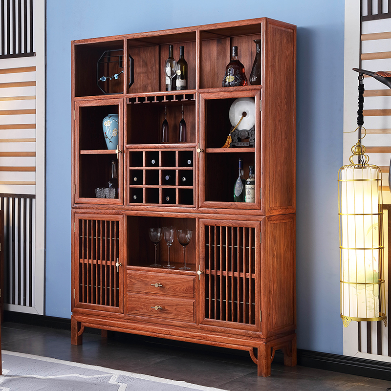红木酒柜新中式刺猬紫檀客厅酒架展示柜花梨木实木榫卯靠墙储物柜