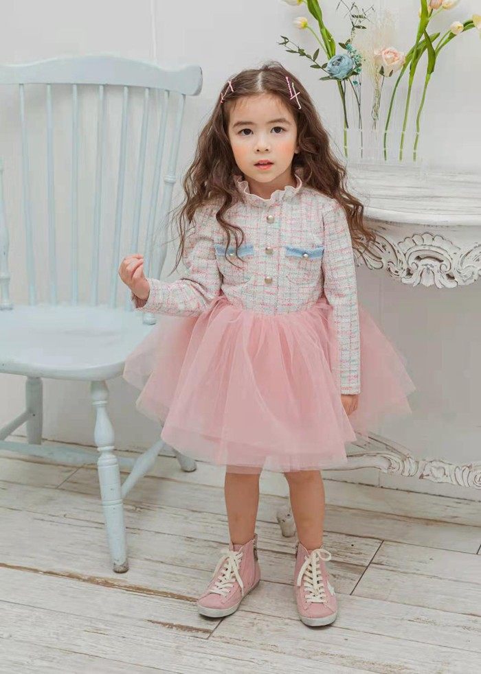 女童连衣裙韩国童装babydoll2021春季宝宝小香小香风风格连衣裙