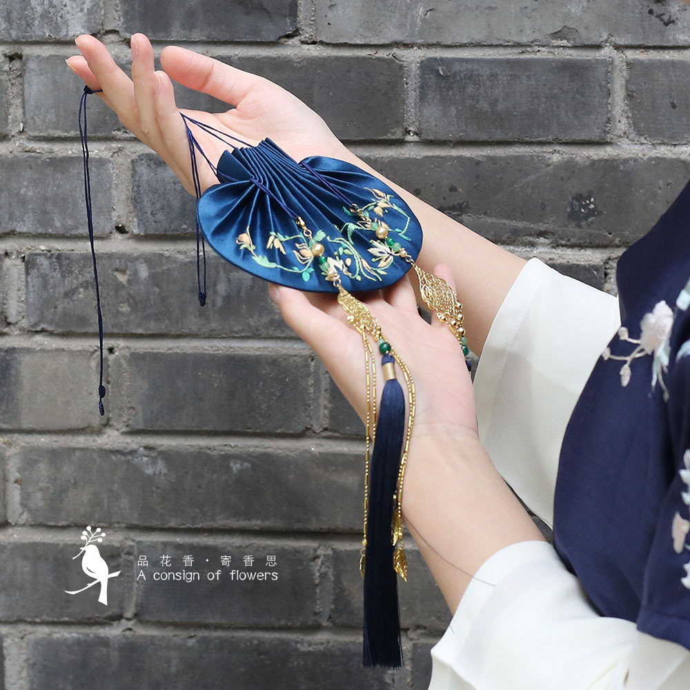 花寄腰圆荷包diy刺绣香包手工自制古法香囊缝纫diy材料套装