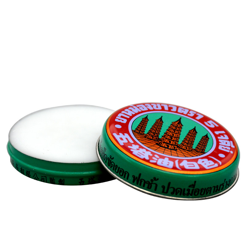 泰国五塔油白色清凉油 万金油 消中止痒肚腹闷胀头脑晕眩原装10g