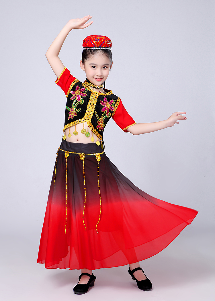 六一小小古丽新疆舞少数民族演出服西域风情维族舞蹈儿童表演服