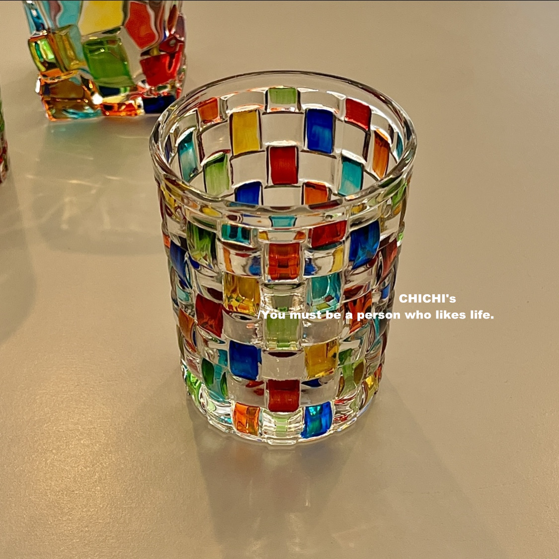 爱打扮(www.idaban.cn)，CHICHI's 意大利设计师同款手工彩绘线条编织玻璃杯威士忌红酒杯