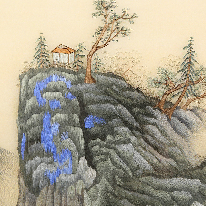 苏绣成品挂画山水联手手工刺绣客厅卧室玄关苏绣