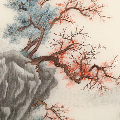 苏绣成品挂画3联山水手工刺绣客厅卧室玄关沙发背景墙装饰画苏州