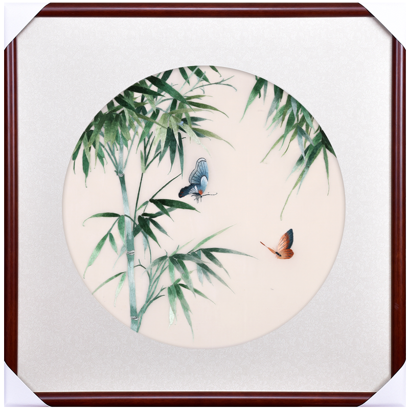 苏绣成品挂画竹子纯手工刺绣客厅卧室玄关沙发背景墙装饰壁画苏州