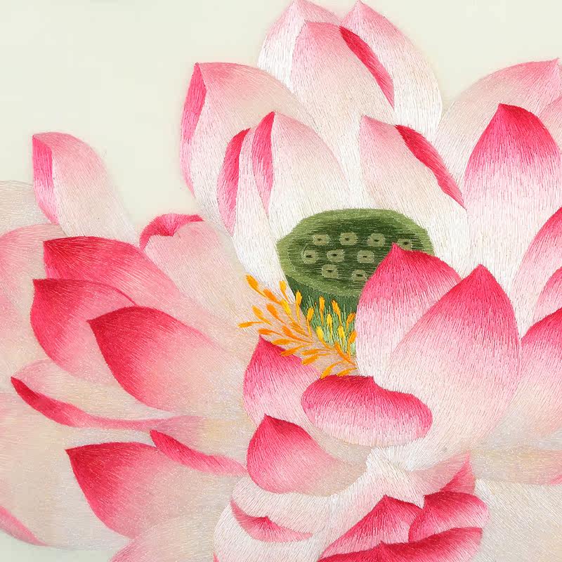 苏绣成品挂画联竖荷花手工刺绣客厅卧室书房苏绣