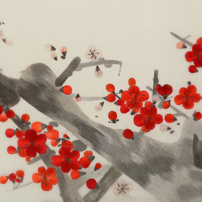 苏绣成品挂画横款梅花手工刺绣客厅卧室玄关苏绣