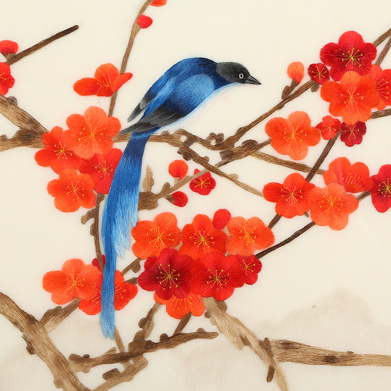 苏绣成品挂画喜上眉梢横款刺绣装饰画客厅卧室床头苏绣