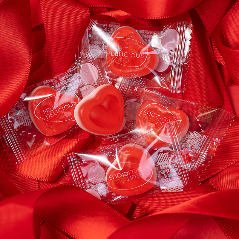 伊妙多彩果味心型橡皮糖500g结婚婚庆喜糖批发糖果