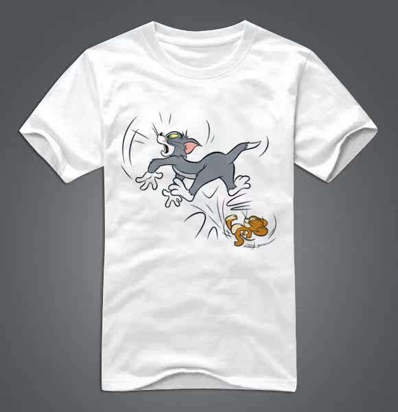 猫和老鼠动画片短袖印花纯棉jerryandtom卡通动画半截t恤