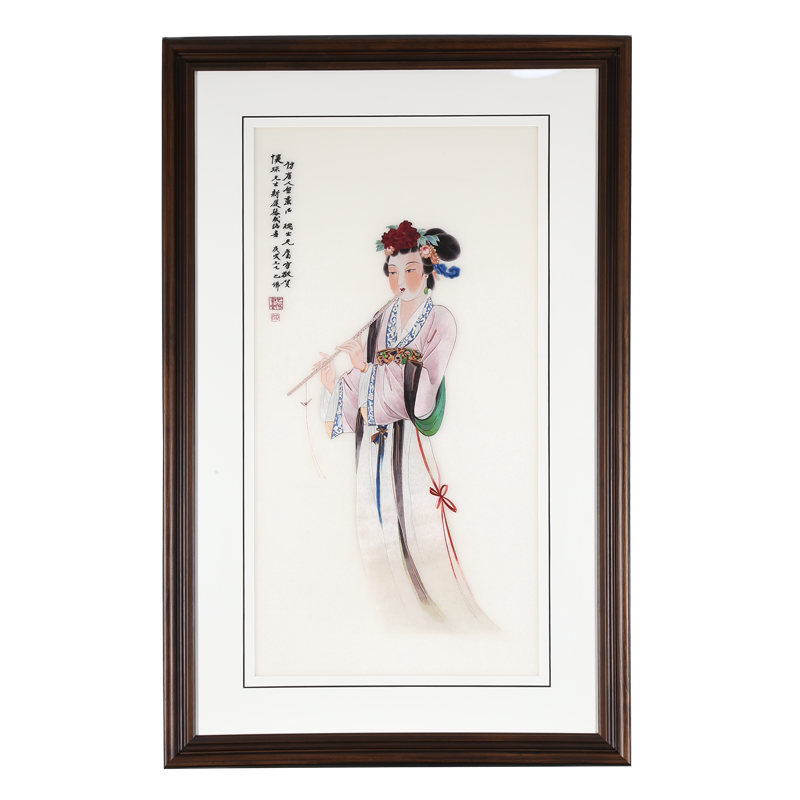 刺绣仕女顾氏手工人物苏绣女图新中式中式客厅书房苏绣