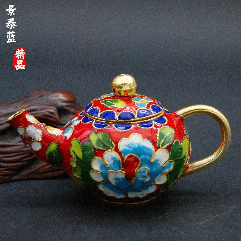 特色老北京景泰蓝茶壶手工手工制制作绘制中国国风景泰蓝