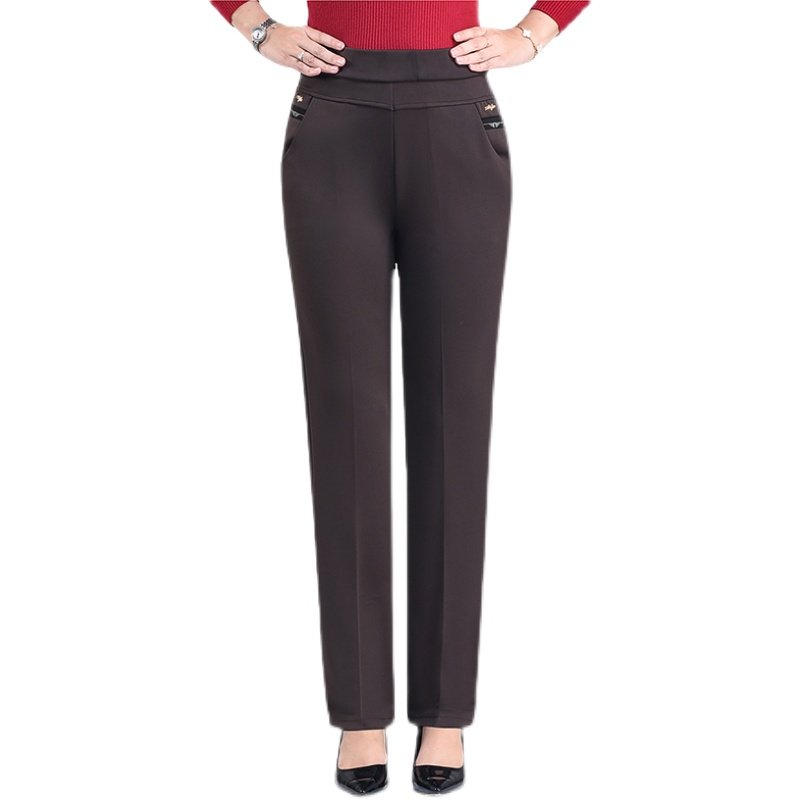 女装女裤裤子筒裤中老年垂感高腰宽松妈妈春秋休闲裤