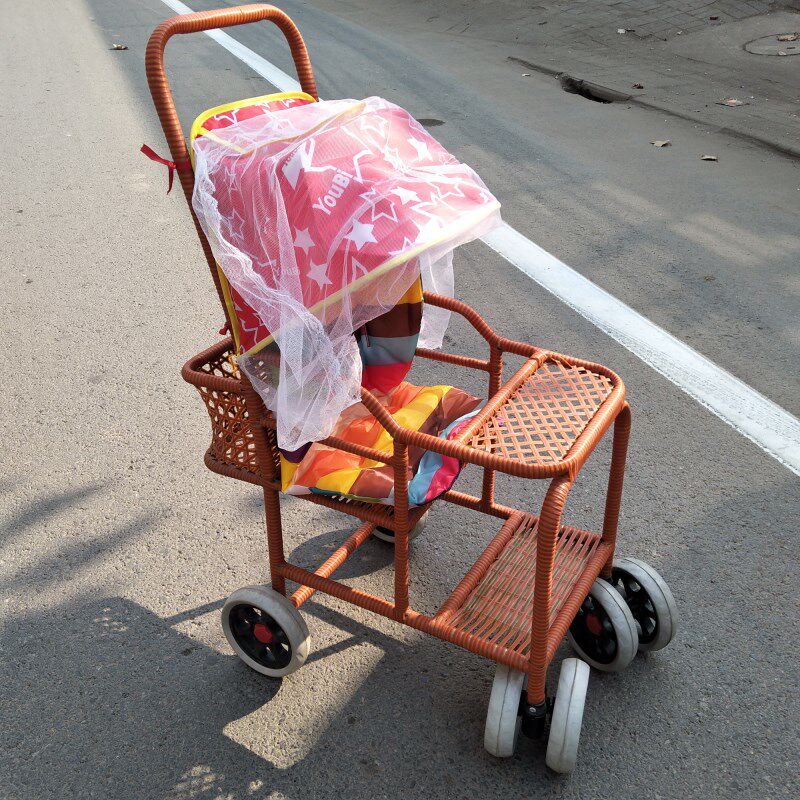 小孩宝宝竹藤推车轻便儿童婴儿仿藤编竹编藤编藤椅小推车夏天童车