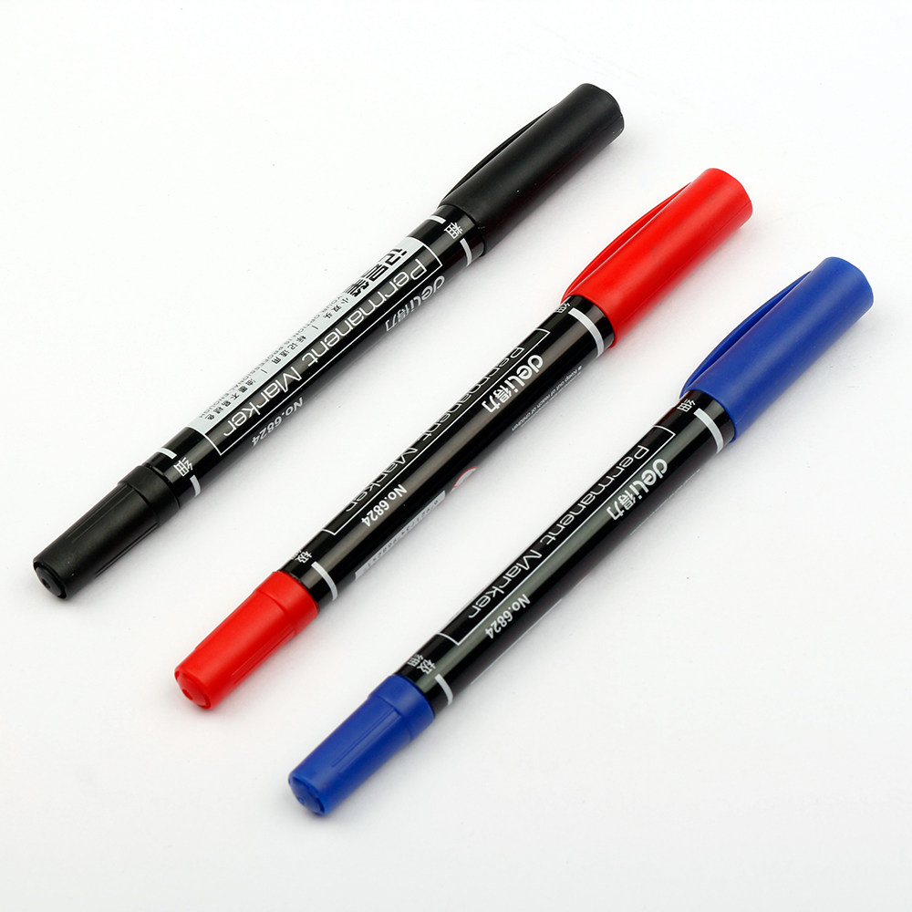 记号得力双头油性儿童绘画笔勾线笔描边速干记号笔