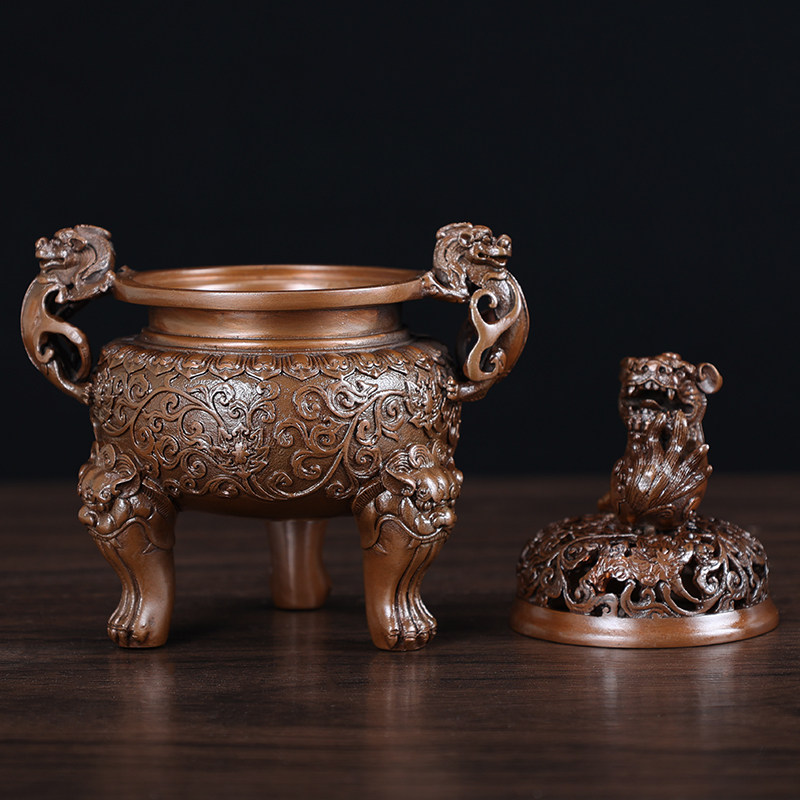 香炉紫铜大明特大号三足宣德财神佛堂家用室内香薰炉
