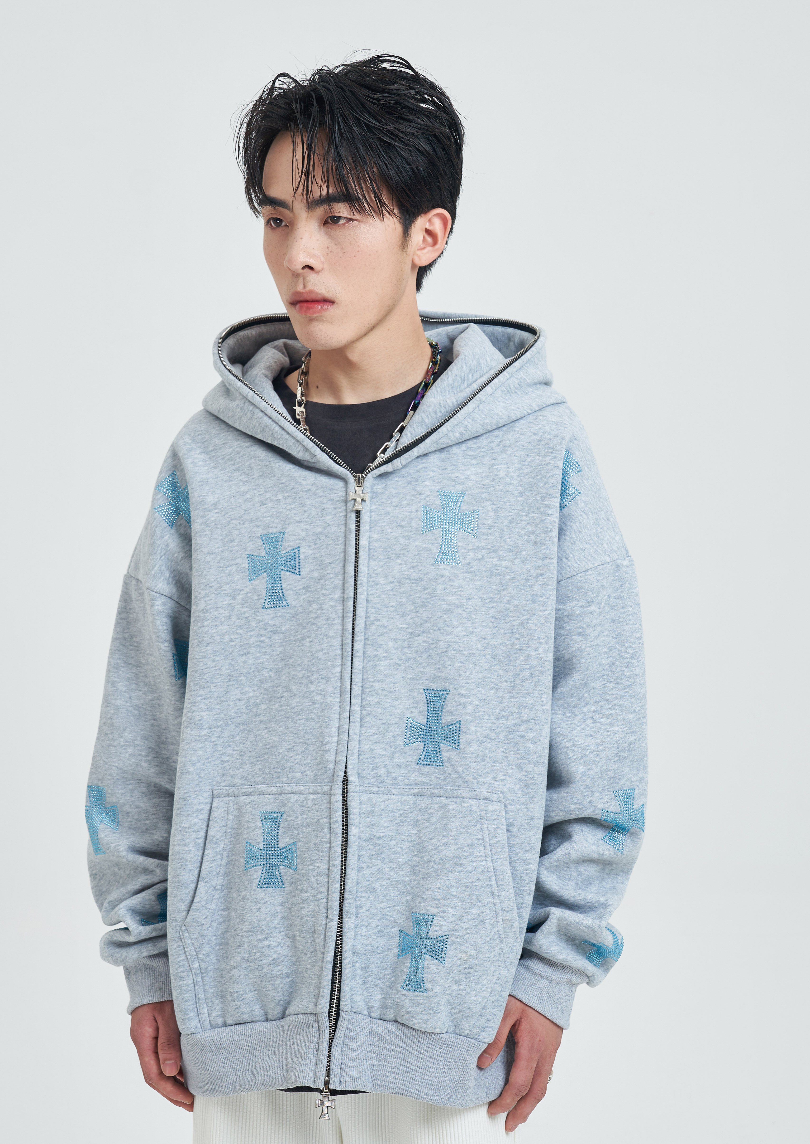 redeemer十字夹克小众外套衫烫架开十字架水钻正品卫衣