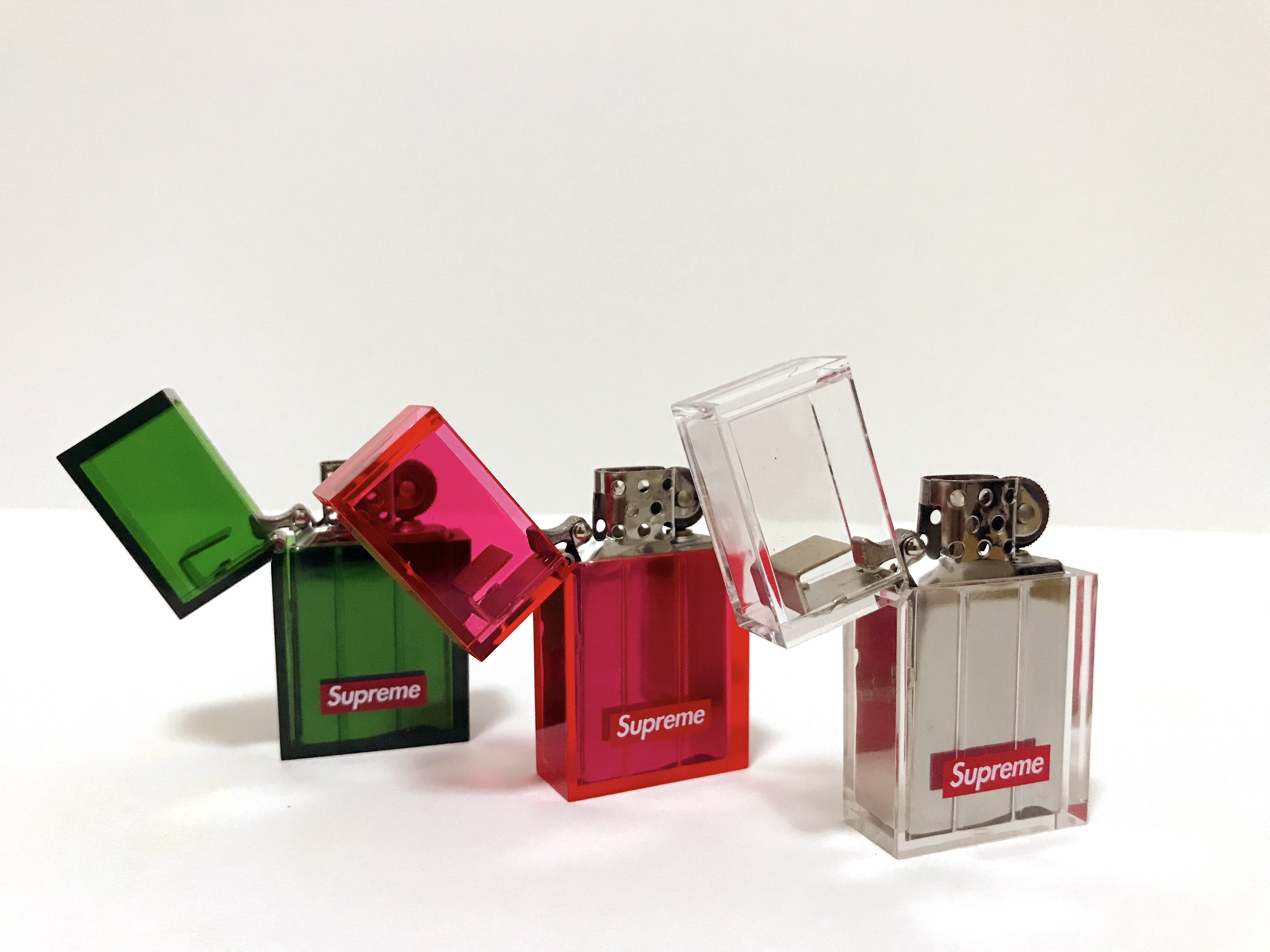 supreme透明打火机煤油19fwhardedgelighter联名机械砂轮煤油打火机