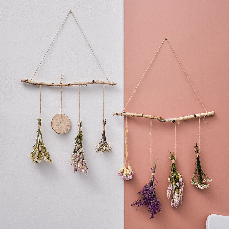 创意ins北欧风客厅房间卧室装饰品简约房门墙上墙面干花挂饰挂件