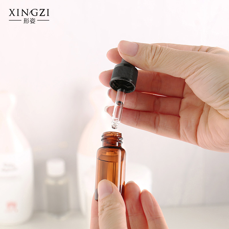 分装形姿棕色玻璃避光滴管精油空瓶精华液调配化妆