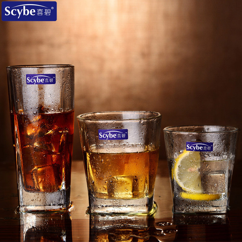 scybe喜碧威尔斯四角玻璃杯子加厚酒杯透明耐热玻璃水杯6只套装 –