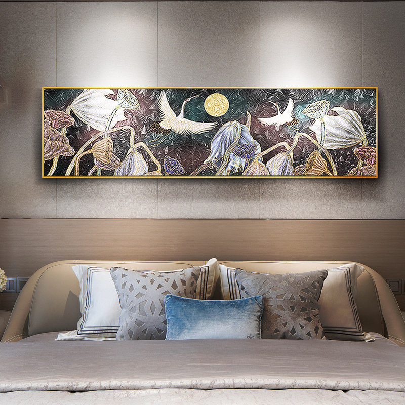 北欧卧室装饰画鹿客厅长幅横画现代简约房间过道布置现代装饰画