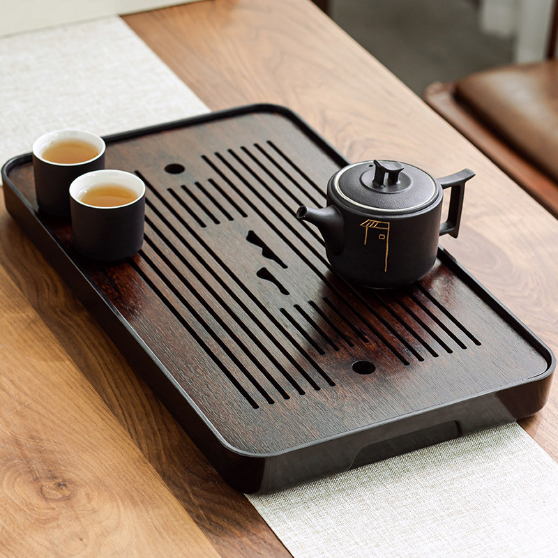 茶盘家用小型排水储水干泡台碳化托盘竹制实木功夫茶具沥水盘茶台