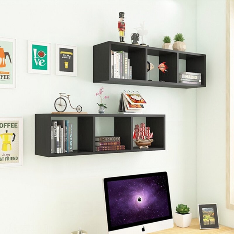 简易书架墙上置物架壁挂墙壁造型装饰吊柜物架搁板