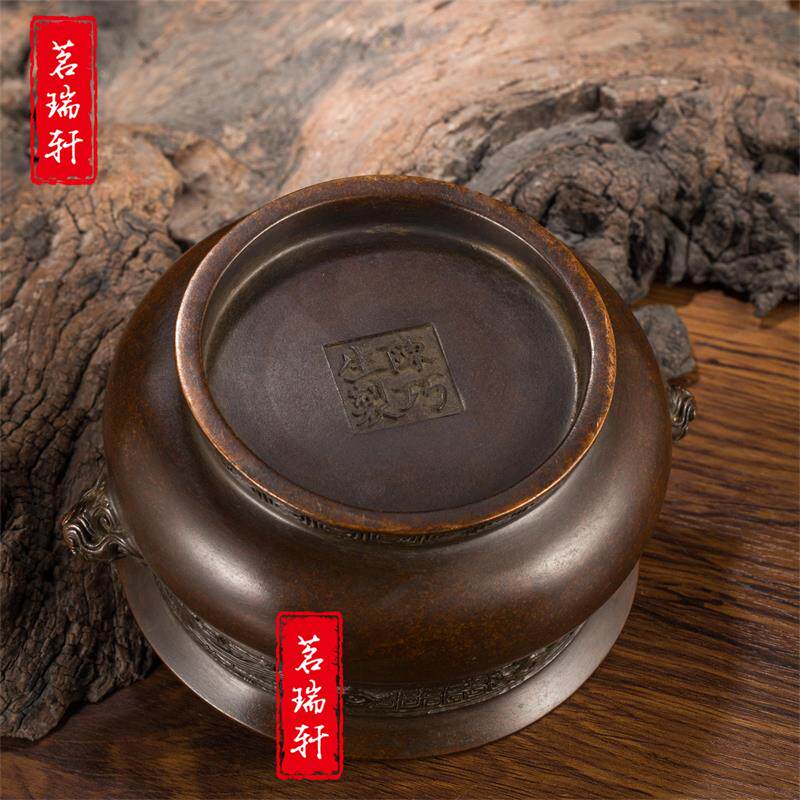 陈巧生铜香炉天鸡耳锦带彝纯铜仿古古宣德炉香薰炉