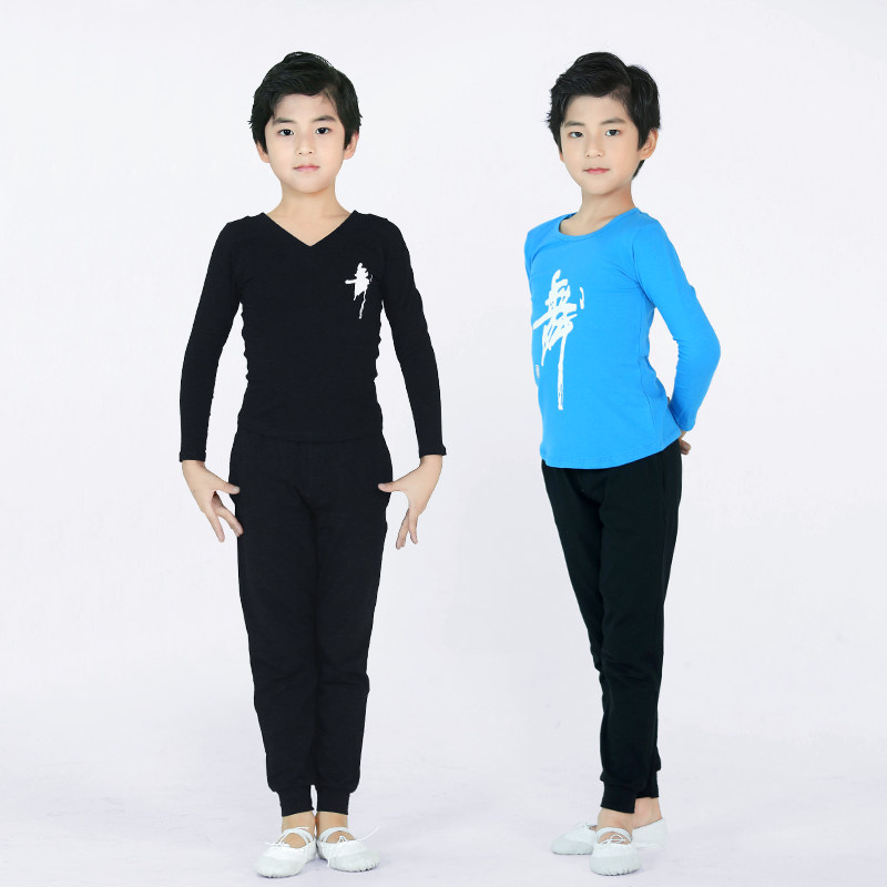 男童舞蹈儿童纯棉短袖练功套装男孩儿童演出服