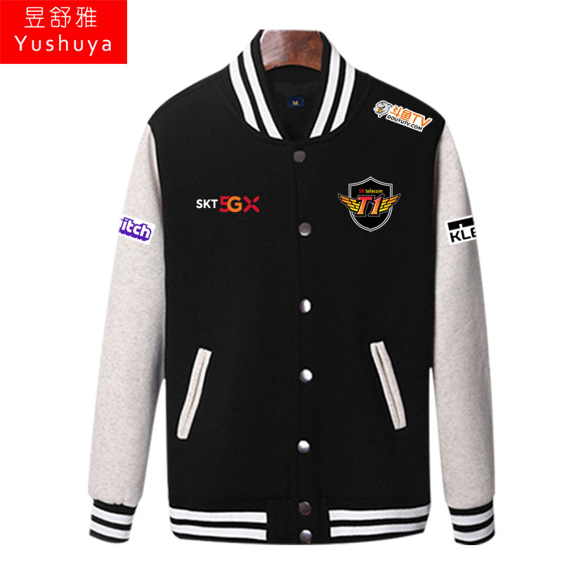 联盟sktt1战队队服比赛服男士加绒棒球服衫卫衣