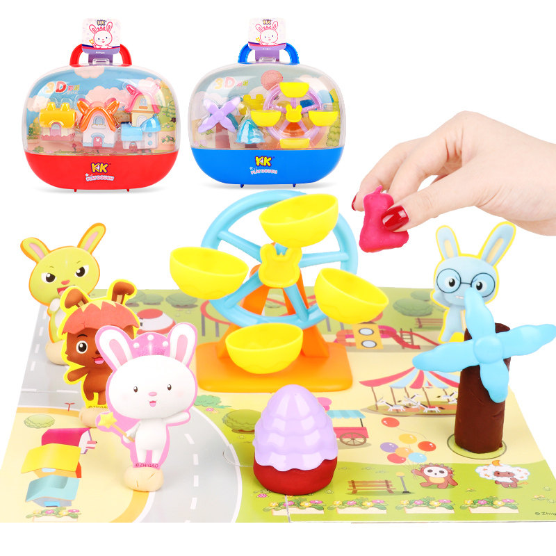 智高kk3d彩泥幼儿园无毒面粉制手工橡皮泥儿童小麦泥模具工具套装