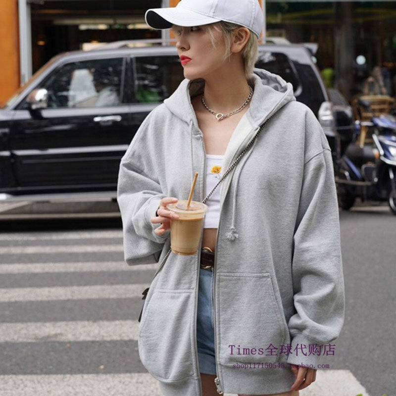 折扣brandymelville百搭拉链宽松bf风欧连帽卫衣阳卫衣