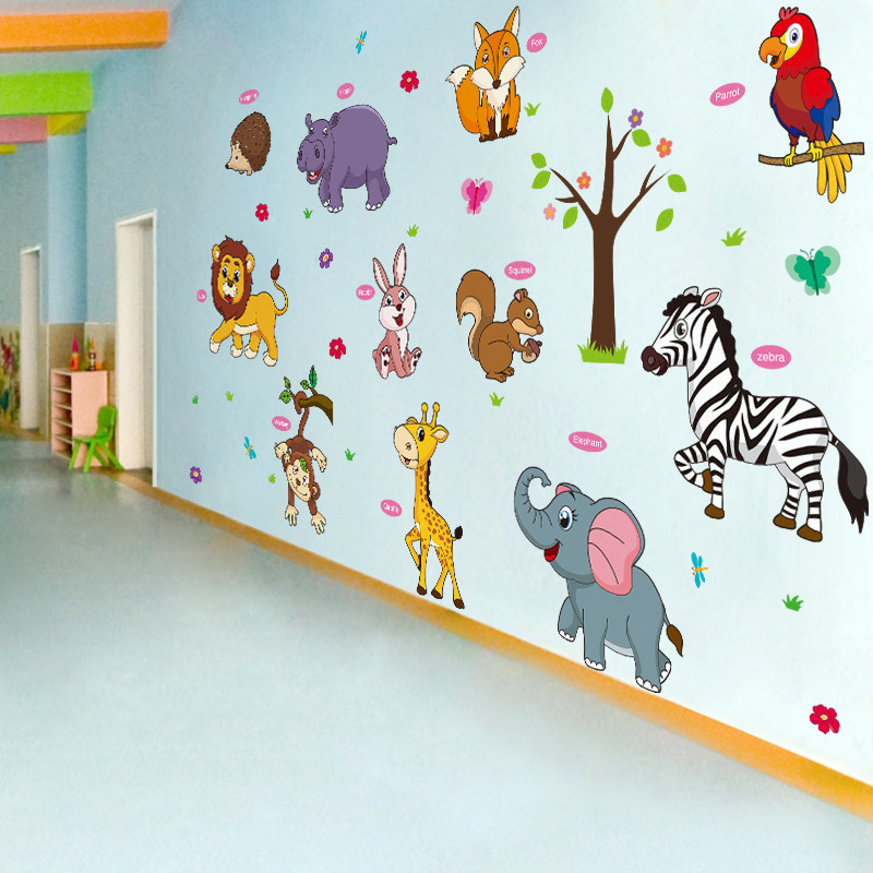 幼儿园走廊墙壁装饰墙面过道托管中心布置贴纸墙贴