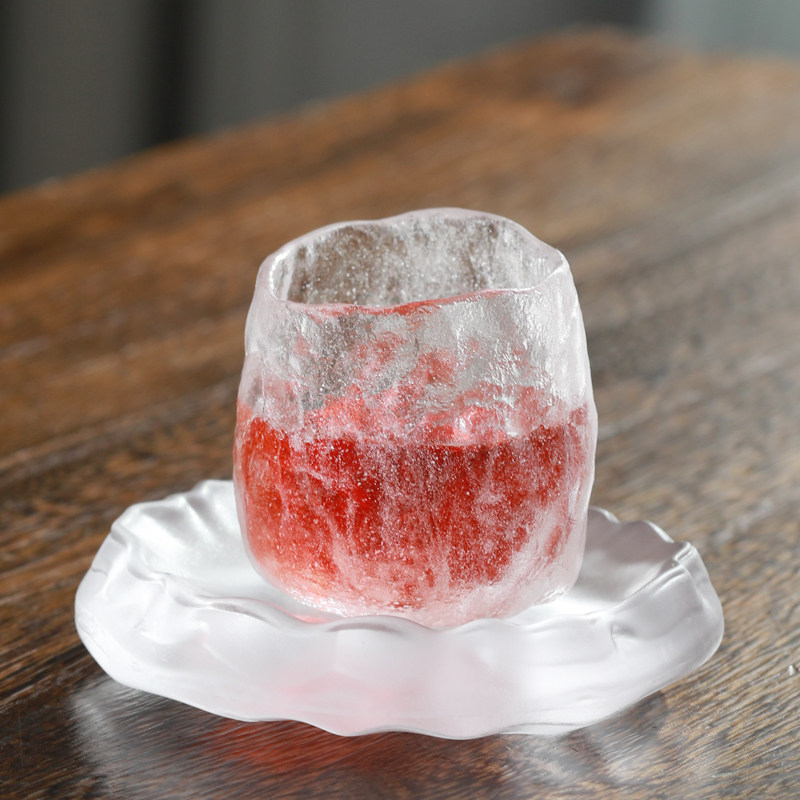 冰冻烧琉璃杯少女心果酒杯高颜值玻璃杯烈酒杯李子柒同款主人杯子