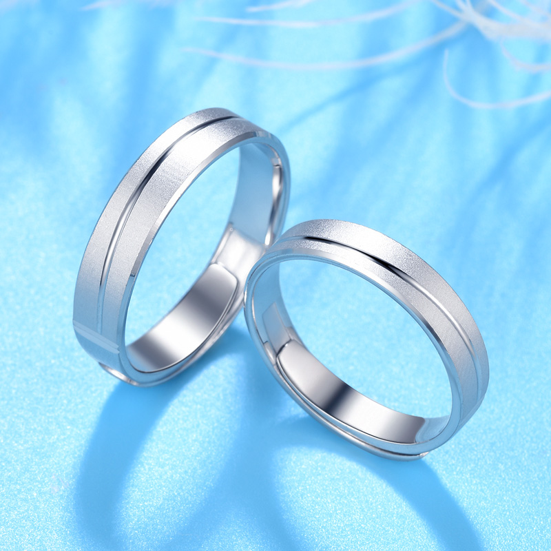 pt999铂金戒指纯白白金情侣男女婚戒结婚素戒手饰