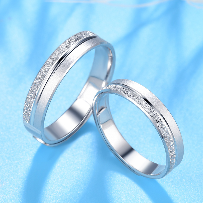 pt999铂金戒指纯白白金情侣男女婚戒结婚简约手饰