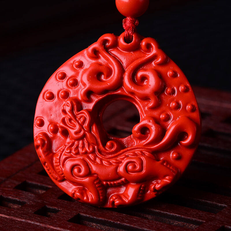 五行缺火补火吊坠台湾原色朱砂招财飞天火麒麟项坠